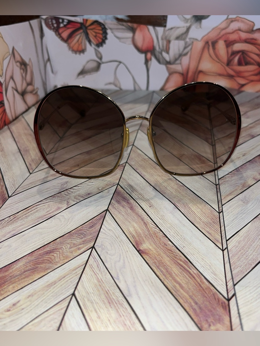 Chloe oversized brown/gold Sunglasses Gradient lenses Authentic excellent cond